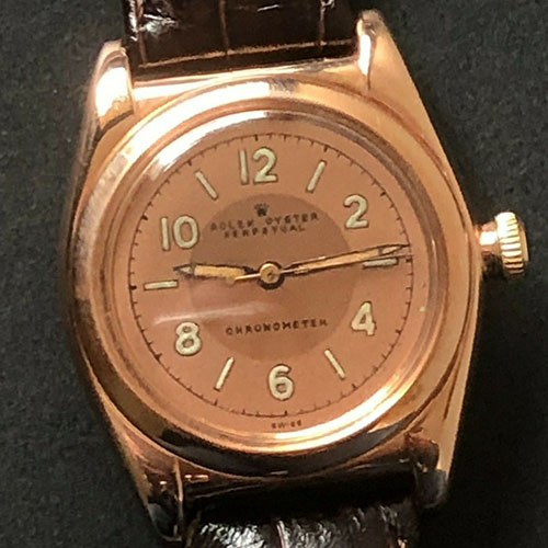 1940's Rolex Oyster Perpetual Chronometer 3696 Rose Gold Men's Watch