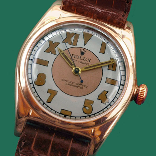 1940's Rolex Rolex Bubble Back Perpetual Chronometer Rose Gold 14K Pink 5050 Men's Watch