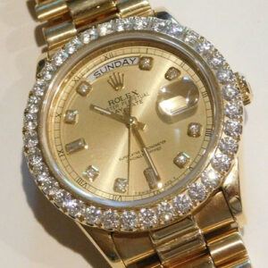 1980's Gold Rolex Presidential Day-Date 18kt YG Diamond Dial Bezel Men's Watch