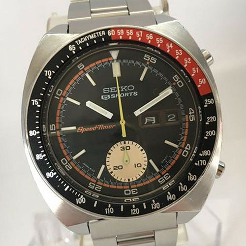 1970's Vintage Seiko 5 Sports Speed Timer 6139-6032 Black Red Automatic Men's Watch