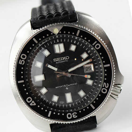 1973 Seiko Diver Automatic 6105-8119 Sport Military Black Silver Men's Watch