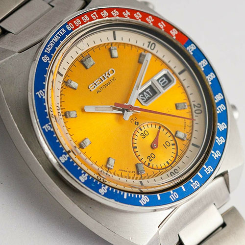 1973 Seiko Silver Orange Cal 6139 Ref 6139-6005 1973s  Automatic Chronograph Japan Watch