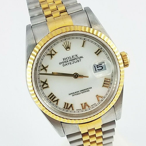 1990's Vintage Rolex Datejust 16233 Oyster Perpetual two-tone 18k Yellow Gold Watches for Men