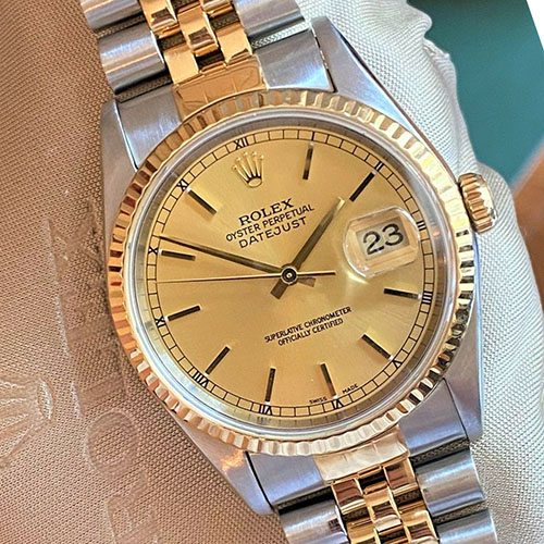 1996 Vintage Rolex Datejust 16233 18K Gold Classic Watches for Men